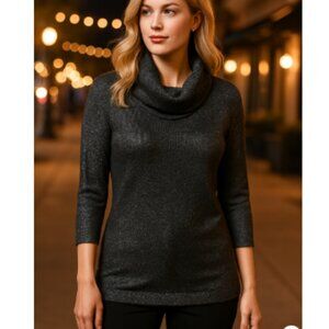 Peter Nygard Metallic Knit Cowl Neck Sweater – Size L